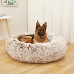 Bedfolks peluche marrón suave, cama para perro descanso cómodo