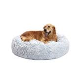 Bedfolks cama para perro donut en azul claro, ideal para acurrucarse