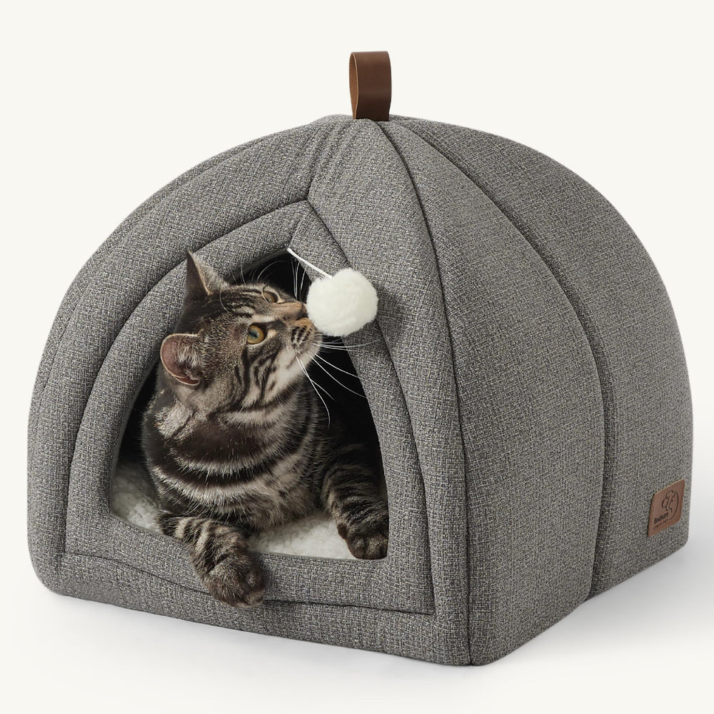 Bedsure Cama-Cueva para Gatos, vista interior, refugio seguro y cómodo para gatitos.