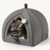 Bedsure Cama-Cueva para Gatos, vista interior, refugio seguro y cómodo para gatitos.
