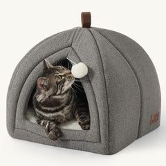 Bedsure Cama-Cueva para Gatos, vista interior, refugio seguro y cómodo para gatitos.