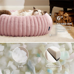 Bedsure cama donut para gato con forro pana, calor y confort durante meses fríos.