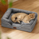 Bedsure cama ortopédica para perros extra pequeños en gris, comodidad y soporte.