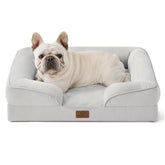 Bedsure cama ortopédica para perro mediano, vista frontal, soporte cómodo para dormir.