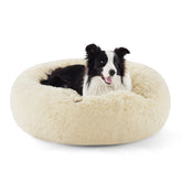 Bedsure cama para perro tipo dona grande en marfil-beige, descanso suave y seguro