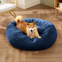 Bedsure cama perro donut: tejido certificado OEKO-TEX para seguridad de mascotas.
