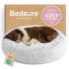 Bedsure cama donut grande para perro, textura suave para descanso calmante.