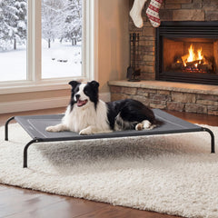 Bedsure cama para perro elevada exterior con malla transpirable, ideal para días calurosos.