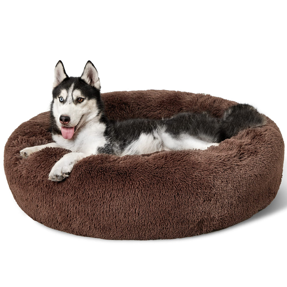Bedsure cama para perros grandes donut lavable; limpieza rápida.