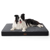 Bedsure cama ortopédica para perros grandes con funda velvet negra, descanso cómodo.