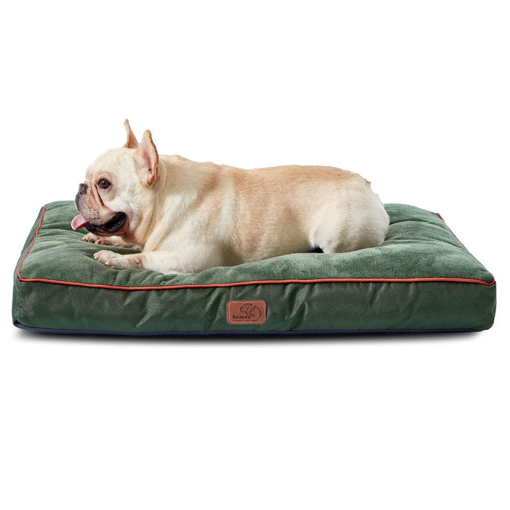 Bedsure cama para perro lavable verde, acabado suave y cómodo.