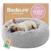 Cama Bedsure para perro mediano en dona, descanso suave.