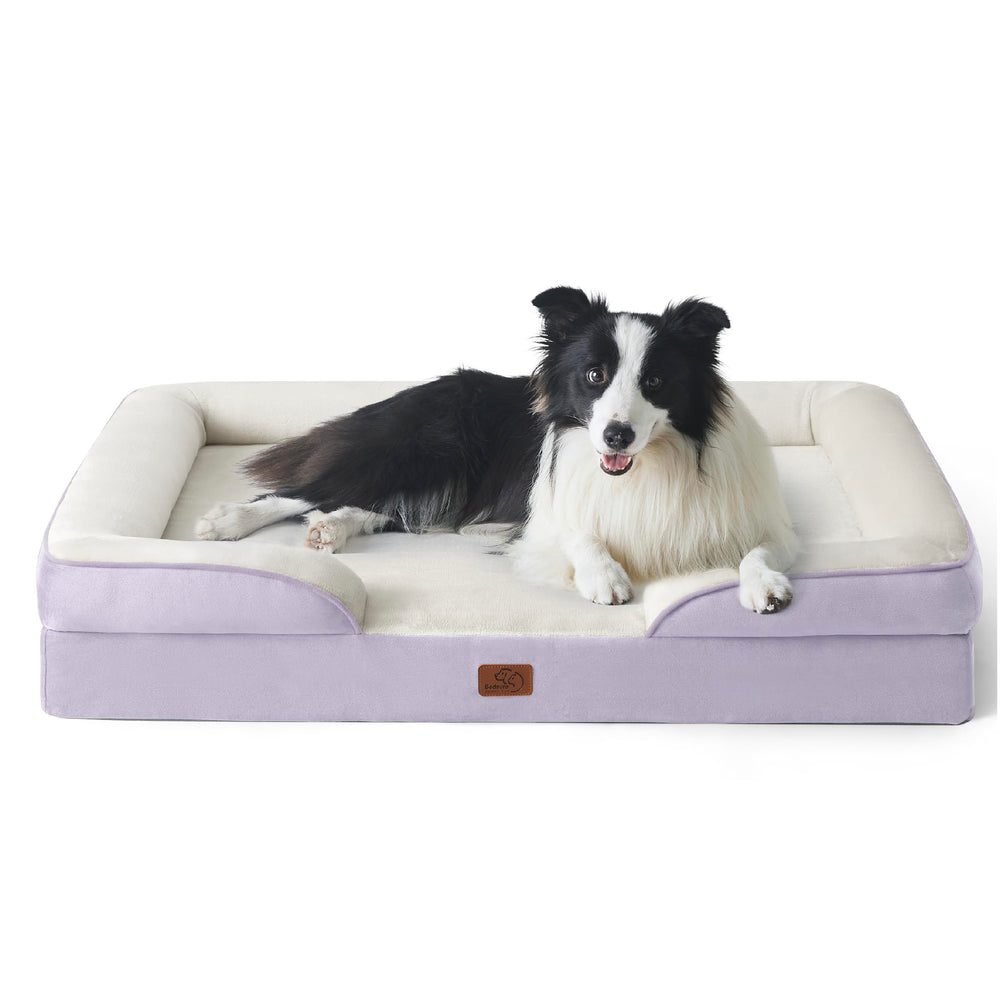 Bedsure cama ortopédica para perros grandes, tapizado lavanda, descanso cómodo