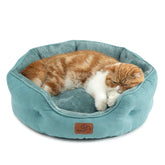 Bedsure cama para perro pequeña redonda, 20 pulgadas, azul lavado, ideal para mascotas pequeñas.