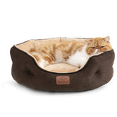 Bedsure cama para perro pequeño redonda marrón con descanso cómodo