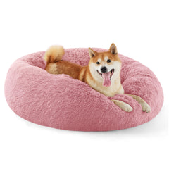 Bedsure cama para perro redonda tipo dona, ideal para acurrucarse y descansar cómodo.