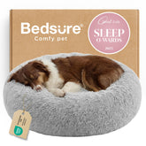 Bedsure cama de perro rosquilla calmante gris claro, borde elevado para descanso seguro