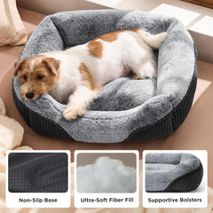 Bedsure cama para perros con tejido corduroy gris y textura suave