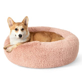Bedsure cama para perros con diseño redondo y lavable en rosa