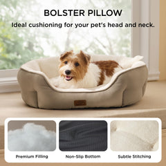 Bedsure cama redonda lavable para perros medianos, limpieza sencilla.