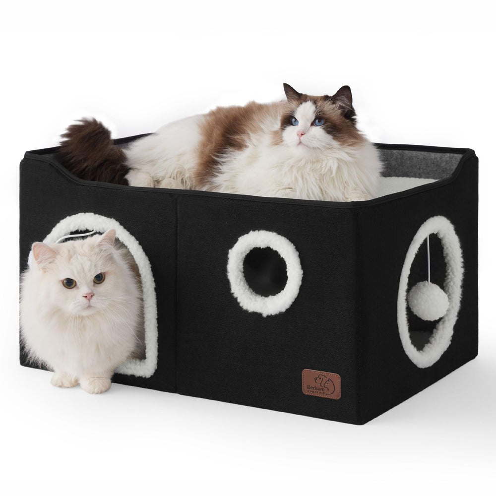 Bedsure casa cubo para gatos, vista frontal, amplio espacio para descansar