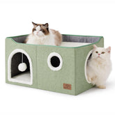 Bedsure casa-gato-cubo-extragrande frontal, refugio cómodo para ronronear en casa.