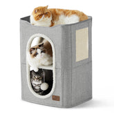 Bedsure casa de gato dos-niveles ofrece refugio cómodo para siestas y juego tranquilo