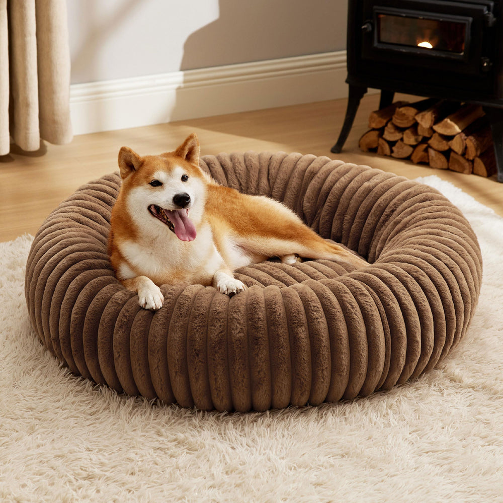 Bedsure cama donut grande con pelo falso, cómodo para descansar