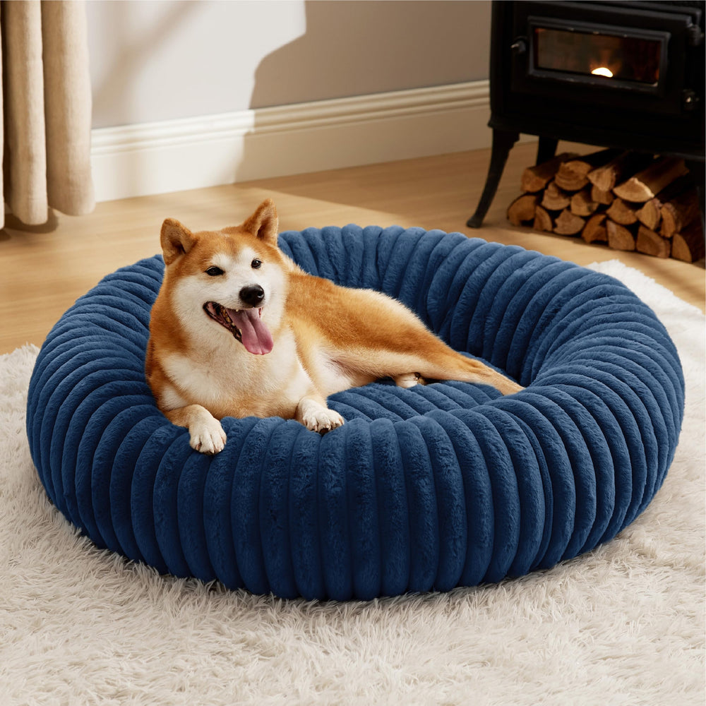Bedsure Donut Grande Cama para Perro, pelaje sintético suave para descanso cómodo