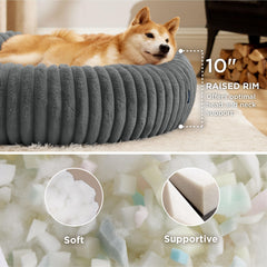 Bedsure cama redonda para perro grande con pelaje sintético suave