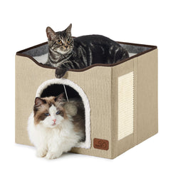 Bedsure cueva interior grande para gato, espacio privado para dormir y mirar por la ventana.