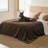 Manta Bedsure impermeable para cama con sherpa, protege la superficie de derrames.