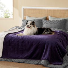 Bedsure manta impermeable sherpa dorso para muebles, evita humedad y mantiene el calor.