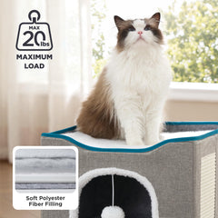 Bedsure rascador de sisal integrado, fomenta arañado sano y entretenimiento.