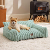 Bedsure sofá para mascotas con diseño de tres lados para apoyo de cabeza.