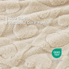 Textura coral fleece 300GSM de Bedsure, detalle suave para momentos de descanso.