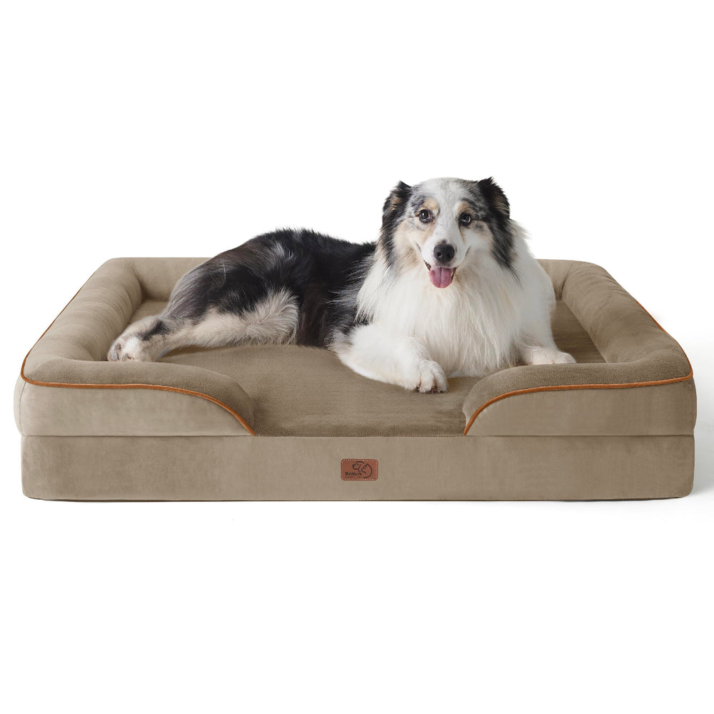 Bedsure XL cama-ortopedica-perro-grande ofrece soporte cómodo para dormir.
