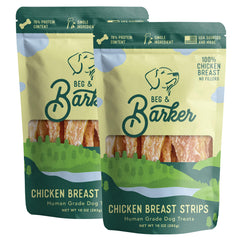 Beg & Barker jerky de pollo en doble paquete para perros activos.