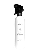 Begley's champú sin enjuague con lavanda en botella, pelaje limpio y perfume suave.