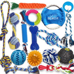 Beiker pack de 15 juguetes para cachorros, ideal para morder y jugar en casa