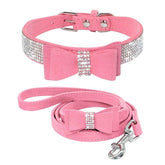 Beirui collar de cristal rosa con brillo, ideal para paseos elegantes.
