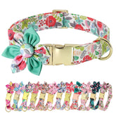 Beirui collar perro floral verde tamaño L, cómodo y seguro para paseos diarios.