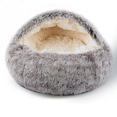 Cama BELEEWILWON para gato, cueva en forma de concha con soporte de cabeza.