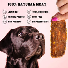 Beloved Pets perro comiendo tiras jerky retrato realista y sabroso