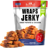 Beloved Pets wraps de pollo jerky batata dulce, snack proteico para entrenar perros
