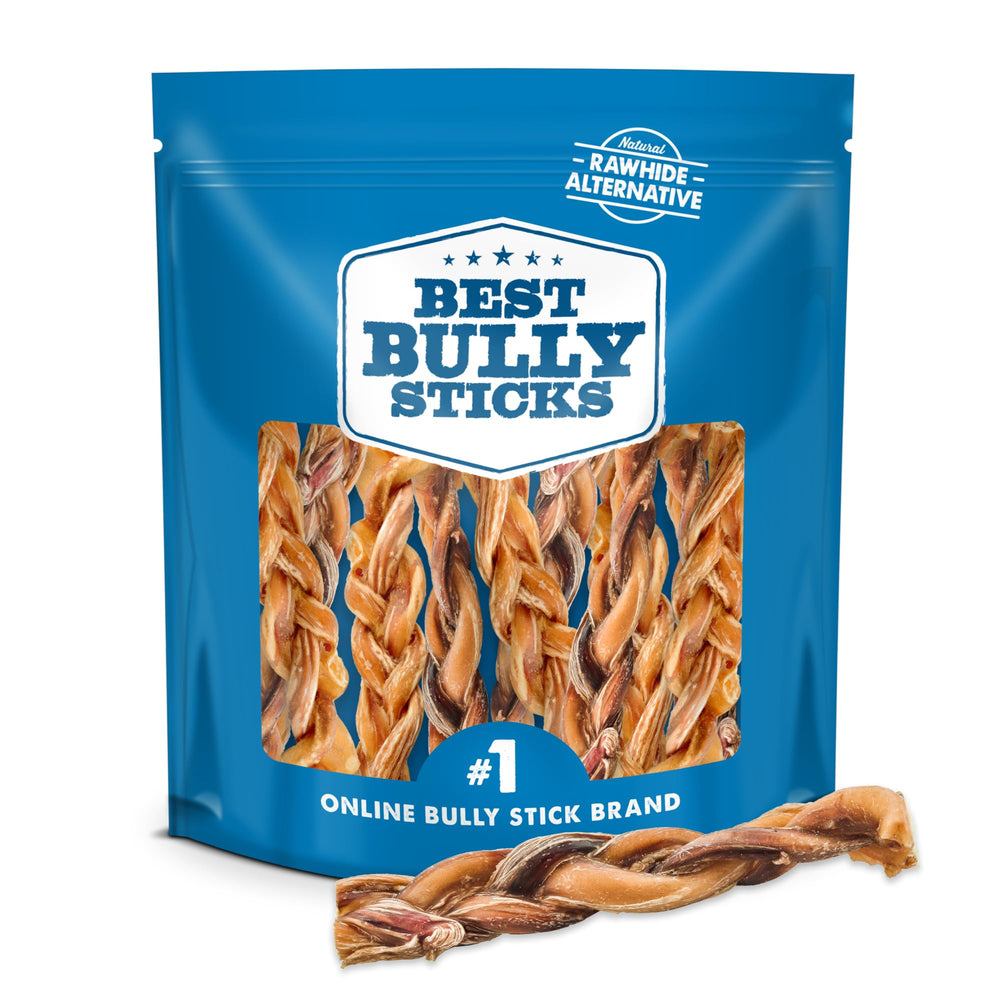 Best Bully Sticks masticables trenzados de 6 pulgadas para perros grandes, ayuda dental suave