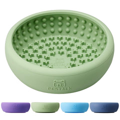 Bestalk Tazón de lamido verde con base antideslizante para evitar derrames.