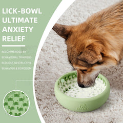Bestalk Lick Bowl verde, superficie texturizada que invita a lamido y atención.