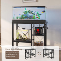 Bestier banco acuario con tomacorrientes integrado, mantiene cables organizados.