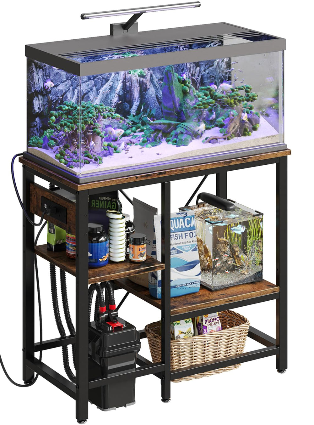 Bestier soporte acuario de metal con seis patas para mayor estabilidad.